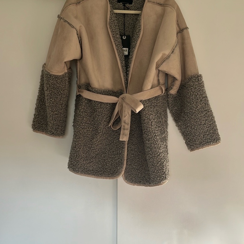 Lucky Brand Tan and Gray Teddy Jacket - Picture 8 of 9